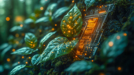 Poster - A futuristic dashboard screen displaying a high-tech ecological interface with various settings and options, emphasizing innovation and technology