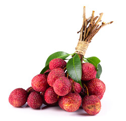 Wall Mural - Fresh lychee or litchi is tropical fruit isolated on white background.