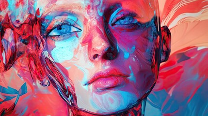 Poster - A vibrant, abstract portrait featuring striking colors and imaginative patterns, evoking a sense of creativity and emotion.