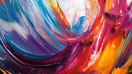 Aufkleber - Vibrant abstract painting showcasing dynamic brush strokes in vivid colors. Perfect for art and design inspiration.