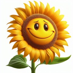 Poster - sunflower with a smile on a white background