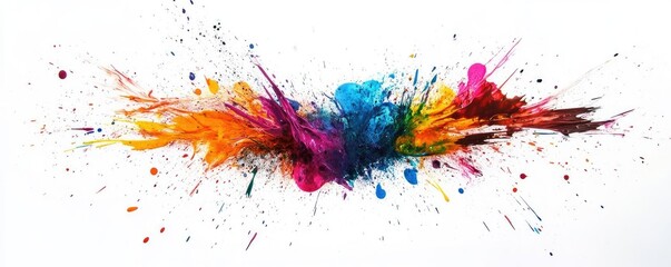 Poster - Vibrant color splash artwork with bright hues creating an energetic and dynamic visual impact suitable for creative projects.