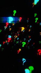 Poster - Abstract Digital Art: Floating Question Marks on a Dark Background.