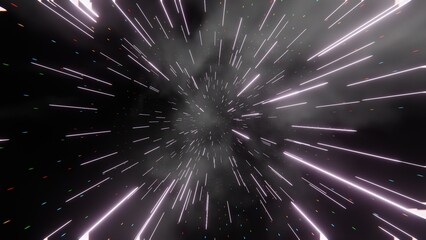 Poster - Speed of Light in Space: Abstract Light Streaks on a Dark Background