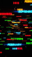 Aufkleber - Surreal Neon Calendar with Months and Years in Dynamic Motion