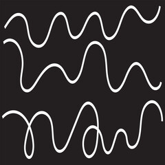 Poster - wavy line pattern with curvy abstract squiggles in a psychedelic wiggle design. Vector illustration. Isolated on black  background. EPS 10