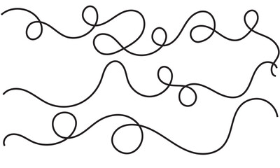 Poster - wavy line pattern with curvy abstract squiggles in a psychedelic wiggle design. Vector illustration. Isolated on  white background. EPS 10