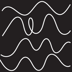 Poster - wavy line pattern with curvy abstract squiggles in a psychedelic wiggle design. Vector illustration. Isolated on black  background. EPS 10