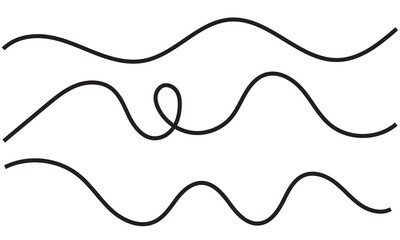 Poster - wavy line pattern with curvy abstract squiggles in a psychedelic wiggle design. Vector illustration. Isolated on  white background. EPS 10