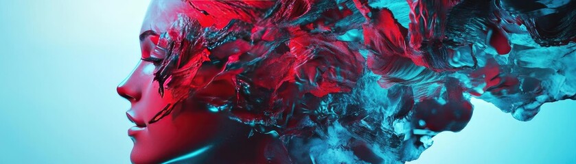 Aufkleber - Abstract portrait featuring vibrant colors and fluid shapes, evoking creativity and emotion in a modern artistic style.
