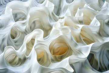 Wall Mural - Abstract white and beige shape forming a wavy pattern