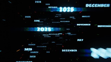 Aufkleber - Glowing Timeline of 2025 with Months on a Dark Background Representing Future Planning and Events