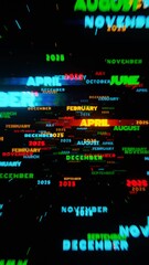 Aufkleber - Surreal Neon Calendar with Months and Years in Dynamic Motion