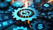 © Santorn - Close-up of gears with currency symbols representing financial technology and economic strategy. Concept of fintech and global economy.
