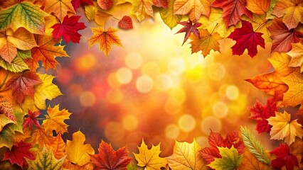 Poster - Autumn leaves falling background with red, orange, and yellow foliage, autumn, falling leaves, foliage, background, seasonal