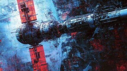 Aufkleber - Futuristic space station design featuring vibrant colors and intricate structures, capturing the essence of sci-fi exploration.