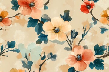 Wall Mural - wallpaper with flower pattern