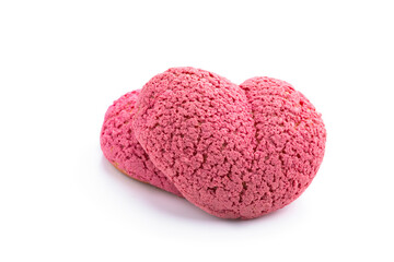 Heart shaped Choux biscuits with cream filling isolated on white