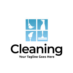 Poster - House cleaning service logo design. House cleaning products vector design.