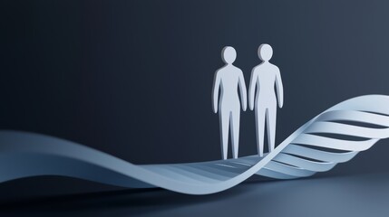 Aufkleber - A holographic medical design 3D render of a representation of the chromosome DNA strand helix on a background of bioinformatics and biotechnology.