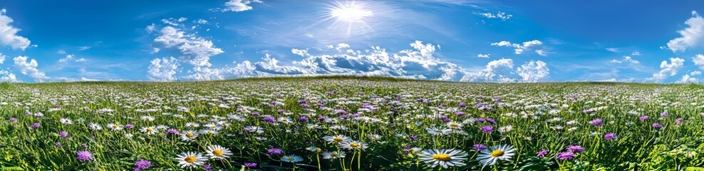 Poster - An image of a spring landscape with flowers in bloom on a meadow