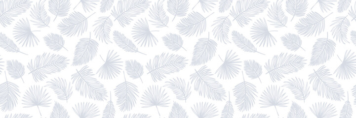 Poster - Elegant minimalist white foliage banner, tropical leaf background design