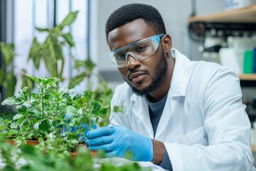 Aufkleber - Working in a lab as a young biotechnology scientist chemist