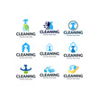 © arum - Set of Home Cleaning Services Logo Design Vector. Clean spray logo design.