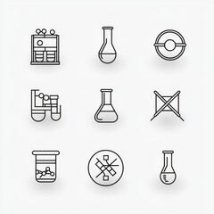 Poster - Design icons for chemistry on the web. Set of outlines for modern icons for chemistry on the web
