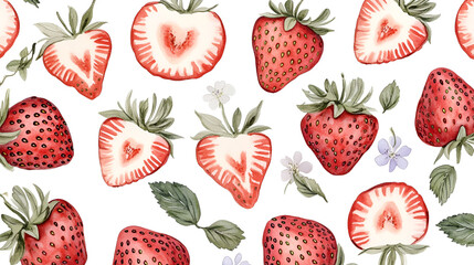 Poster - Watercolor Strawberry Pattern - Perfect for Summer Designs