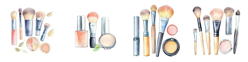 A makeup brush cleaner, watercolor painting, beauty equipment, isolated on white background