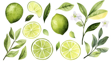 Canvas Print - Watercolor Lime Clipart - Perfect for Summer Recipes and Designs