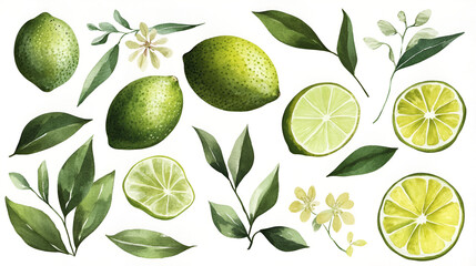 Sticker - Fresh Limes and Leaves for Your Designs