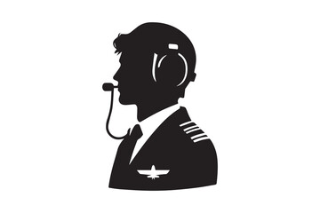 Wall Mural - Airlines pilot silhouette vector illustration