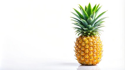 Canvas Print - Vibrant yellow pineapple isolated on white background, tropical, fruit, juicy, fresh, colorful, vibrant, ripe, sweet, healthy