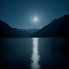 Wall Mural - Moon over the lake