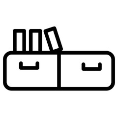 Sticker - Drawers Books Storage Line Icon