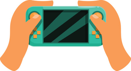 Poster - Hands are holding a portable game console and playing a videogame