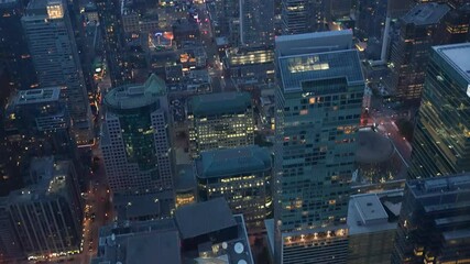 Poster - Aerial view of Toronto skyline at night, Ontario