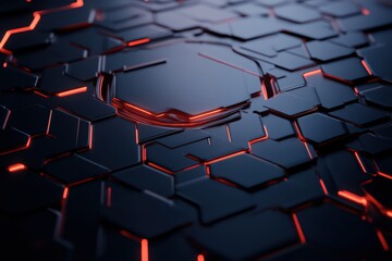 Poster - Abstract textured surface with glowing red lines, perfect for technology and futuristic themes.