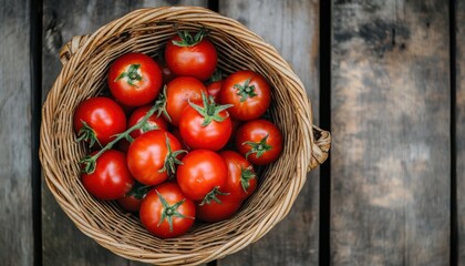 Sticker - Freshly Picked Tomatoes in a Rustic Wicker Basket