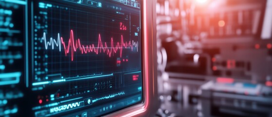 Poster - Modern digital interface displaying data trends with vibrant colors, ideal for technology, science, and healthcare themes.