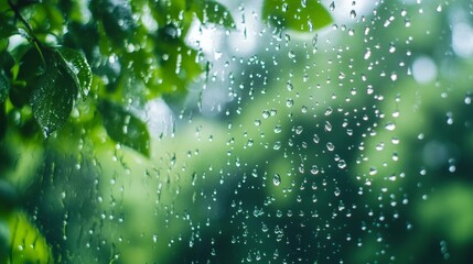 fresh and clean image of raindrops on a window 