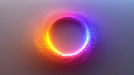 Wall Mural - An abstract circular design featuring vibrant violet and orange hues with a soft, glowing effect and ample copy space