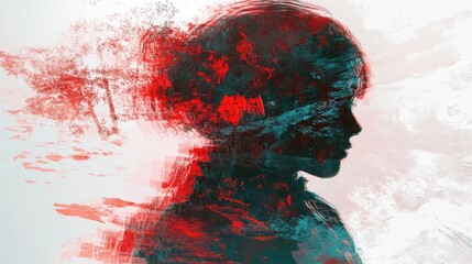 Poster - A vibrant silhouette portrait blending artistic colors to evoke emotion and creativity, ideal for modern art representations.