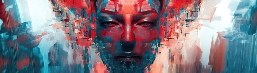 Poster - A vibrant artistic representation of a face, merging colors and abstract elements to evoke a sense of emotion and depth.