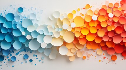 74. Contemporary 3D wall art with a burst of circle paper cutouts in a gradient of colors