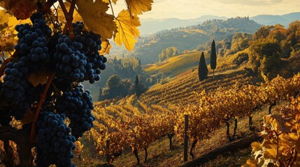 Vineyard Landscape with Grapes