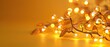 © Naret - LED holiday lights, cozy warm glow, 3D Blender style, isolated on yellow background, cute minimal design, with space for text