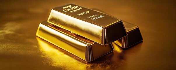 Poster - Stunning gold bars gleaming under soft light, symbolizing wealth, luxury, and financial prosperity. Perfect for investment themes.